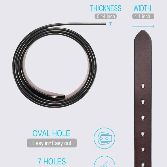 Womens Belts for Jeans,1.1" Fashion Ladies Belt with Gold Buckle,100% Italian Fu - Picture 4 of 6